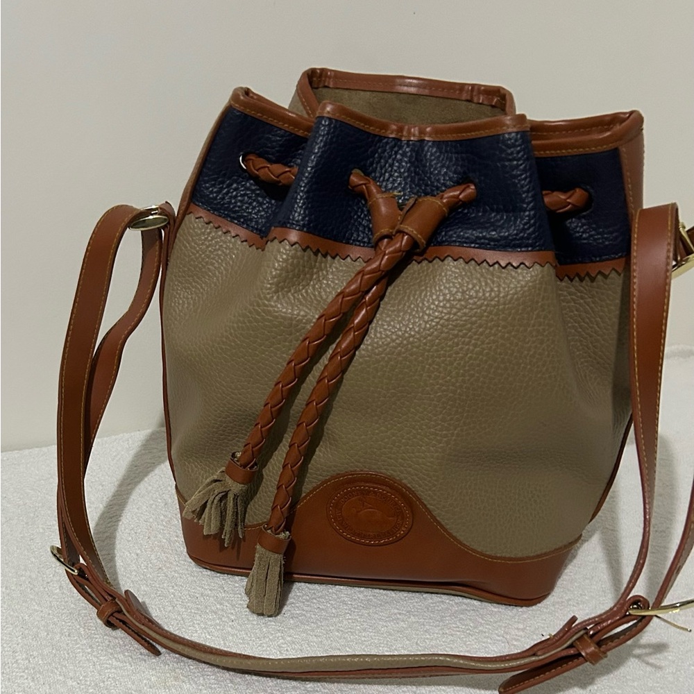 Vintage Dooney & Bourke Teton Drawstring Bucket Bag Tri-Colored Shoulder Bag